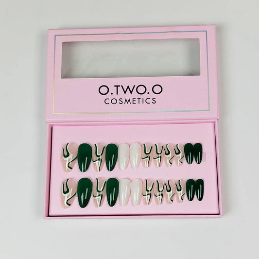 24Pcs O.TWO.O Green Matte Nails
