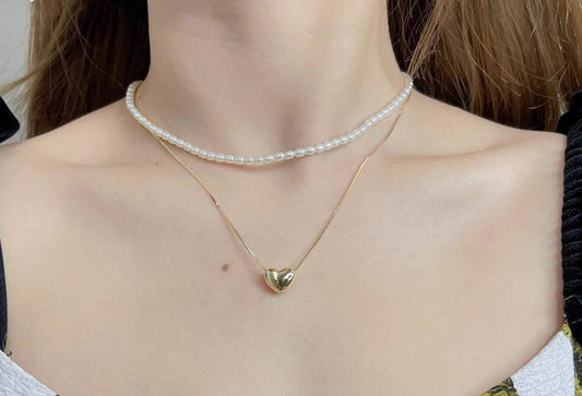 Elegant Double Layer Heart Pearl Pendent / Necklace Party Jewelry