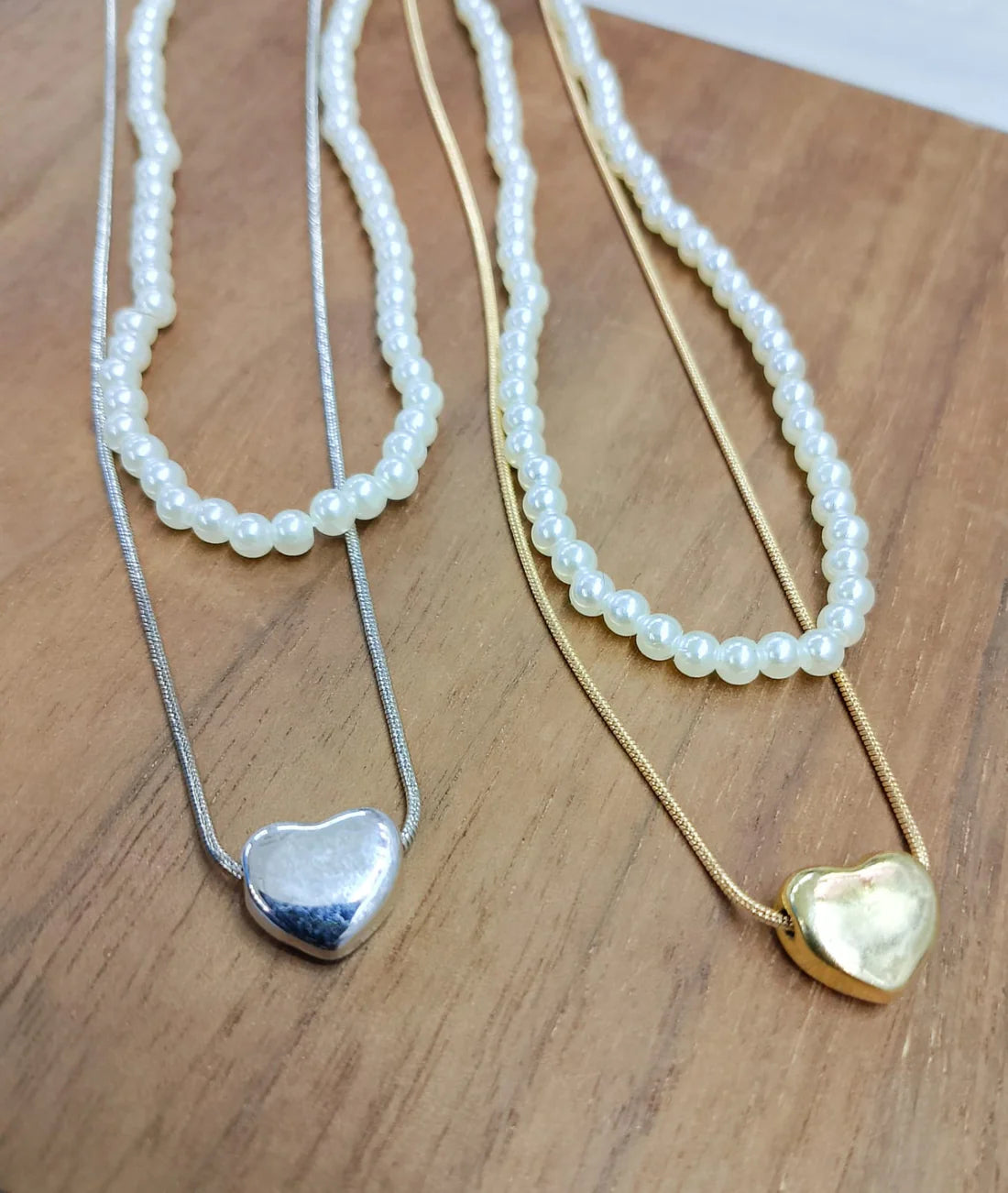 Elegant Double Layer Heart Pearl Pendent / Necklace Party Jewelry