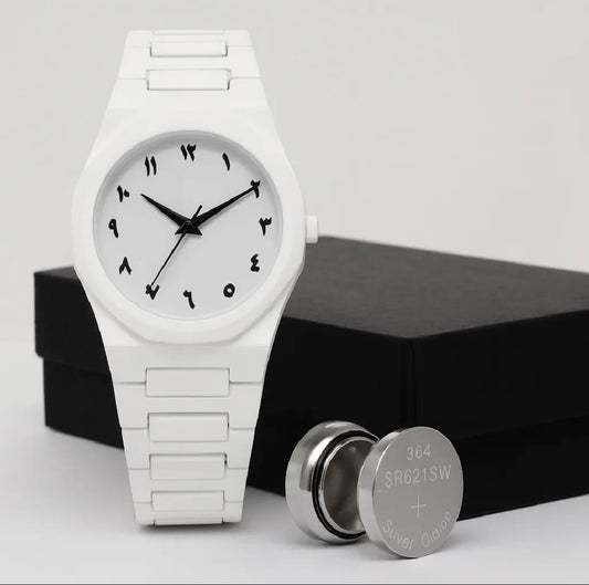 White Aura Couple Watch – Elegant Matching Timepieces, Stylish Fashion Accessories For Men And Women- Without Box