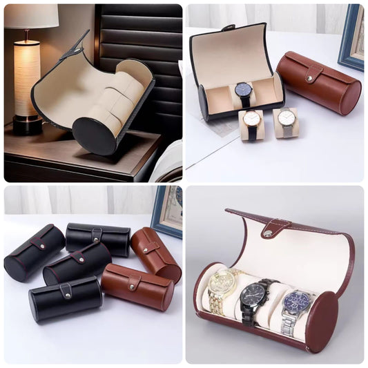 3 Slot Wristwatch Bracelet Organizer Travel Pouch Portable PU Watch Display Storage