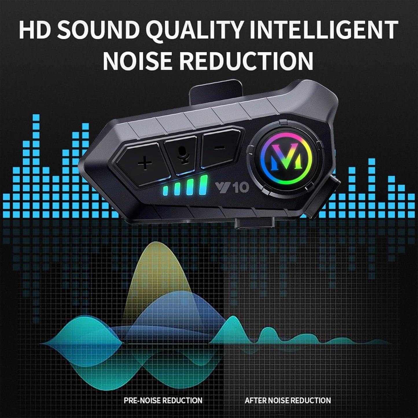 Motorcycle Helmet Bluetooth Headset Bluetooth 5.3 Smart Noise Reduction IPX6 Waterproof HiFi