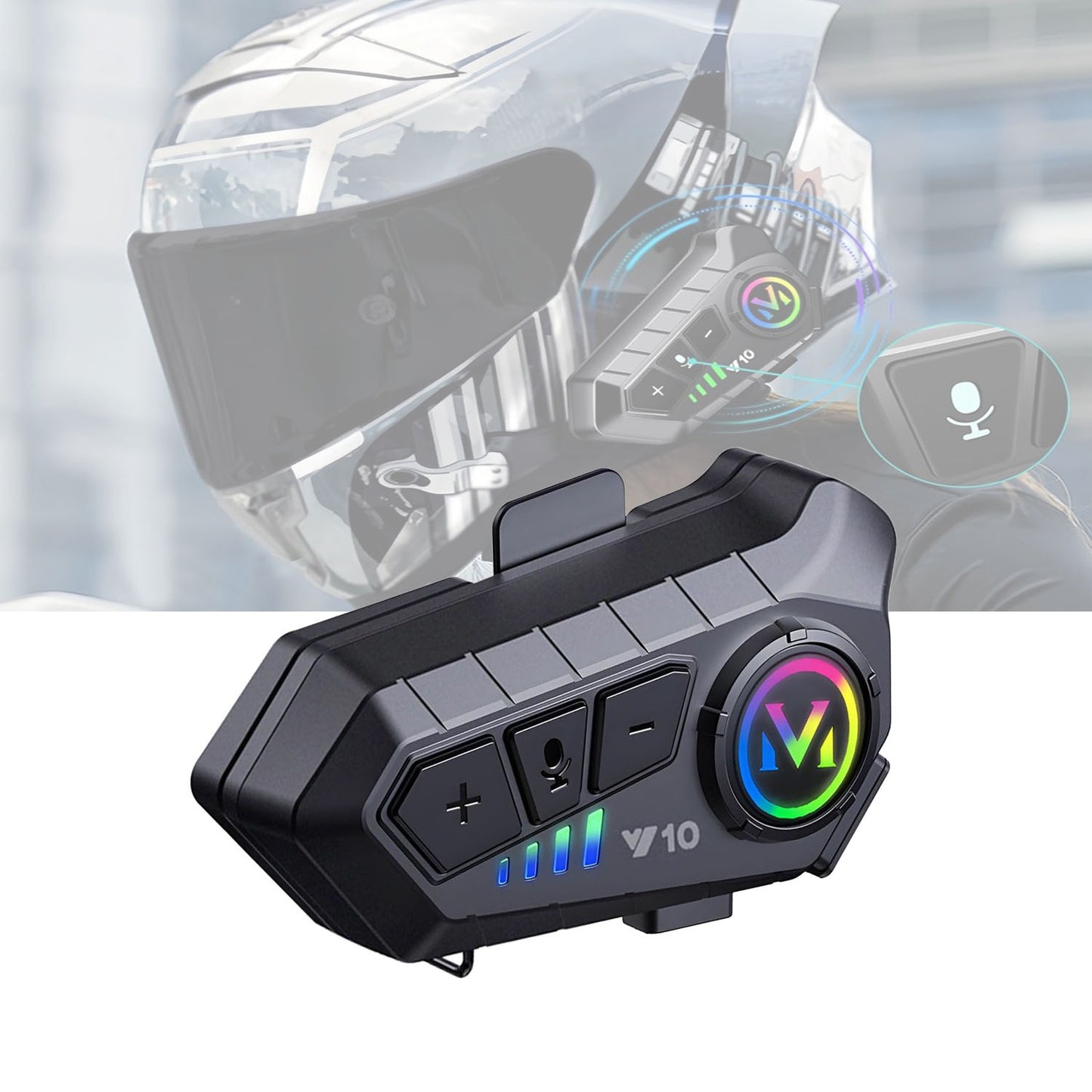 Motorcycle Helmet Bluetooth Headset Bluetooth 5.3 Smart Noise Reduction IPX6 Waterproof HiFi