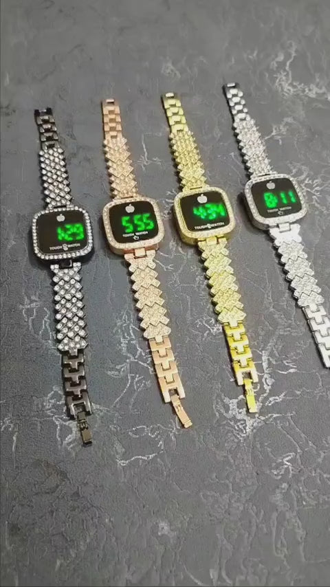 Ladies Square Dial Digital Watch Stylish Design Clear Display Comfortable Strap
